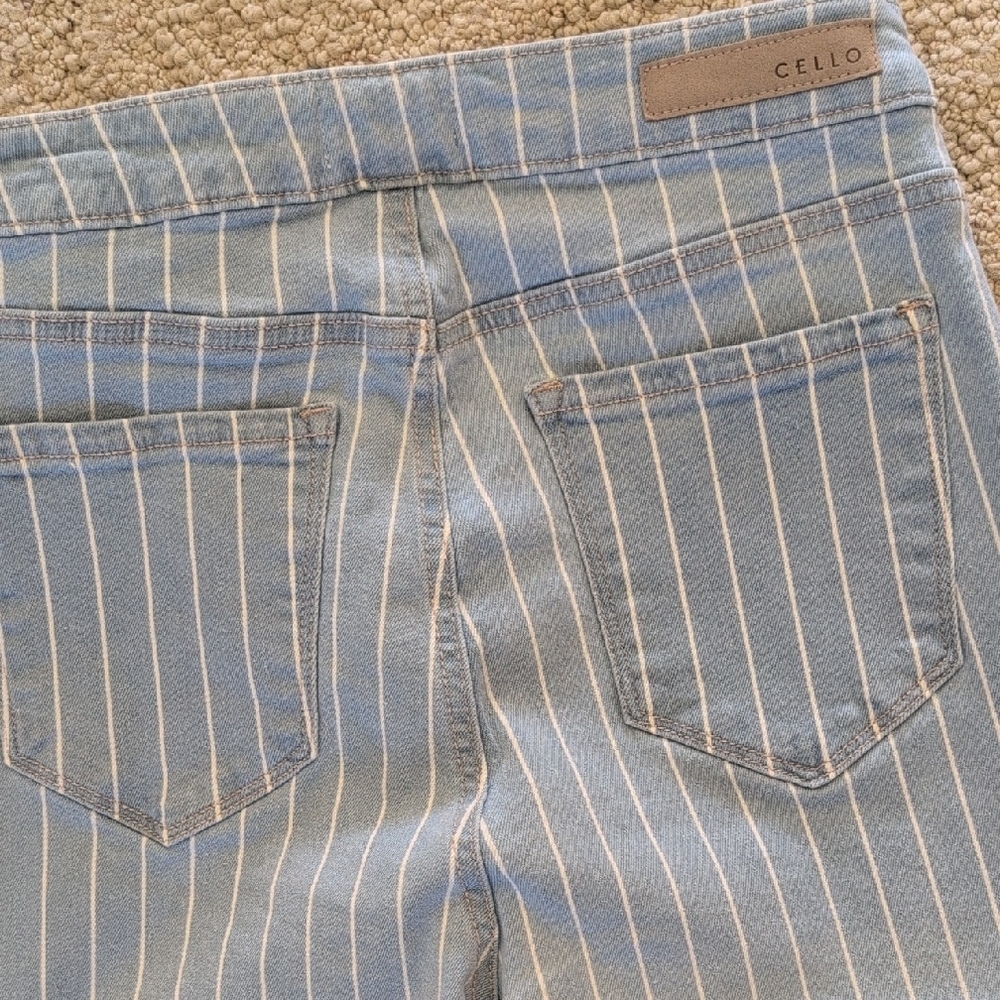 Cello High Rise Light Blue Striped Flare Jeans - Picture 5 of 6